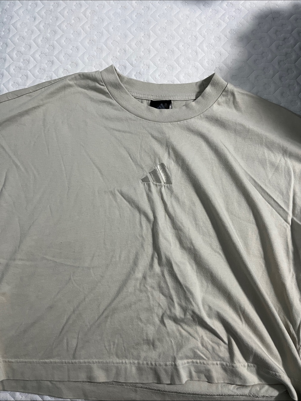 Adidas Woman’s Light Beige Crew Neck Logo Tee